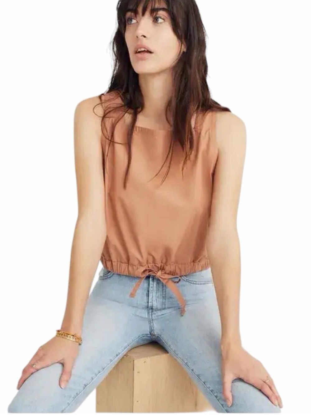 Madewell Square-Neck Bubble Top Faded Earth Size XXS #2170